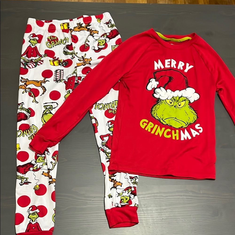 Festive Red and White Grinch Pajama Set
